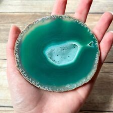 Green Agate Slice Geode Slab Brazilian Stone Dyed picture