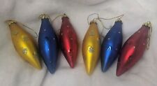 Lot of 6 Gold, Red & Blue Satin Spire Shape Ornaments picture