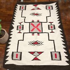 Vintage Navajo Style Wool Rug Tapestry Carpet Big Hand Woven 80 54 picture