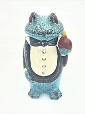 Vintage Norleans Blue Speckled Frog in Tuxedo Made In Japan - 7