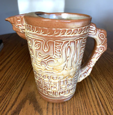Vintage Frankoma Art Pottery Mayan Aztec 60 oz Pitcher 7D - Desert Gold Ice Lip picture