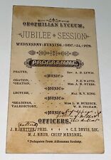 Rare Antique Alfred University Orophilian Lyceum Jubilee Ad Trade Card 1879 NY picture