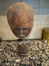 VINTAGE AFRICAN CARVED WOODEN FERTILITY DOLL ASANTE/ASHANTI AKUABA 12.5” GHANA picture