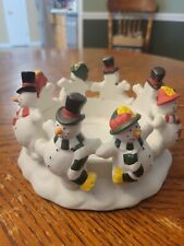 Partylite Frolicking Frostys P7364 Ceramic Candle Holder for 4” Candle picture
