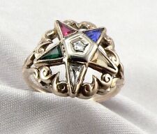 Vintage 10K GOLD ORDER of the EASTERN STAR RING Gems & Diamond OES 3.4g Size6.75 picture