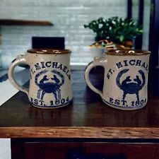 Two (2) St. Michael's Maryland  Mug 16 Oz. Lobster Crab Theme. Harvey Pottery picture