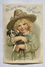 Dr. Seth Arnolds Cough Killer Victorian Trade Card Quack Medicine Girl With Dog picture