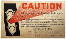 Socony Service Station Lubrication Warning undivided back postcard 1934 picture