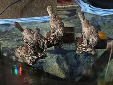 3- SOLID MATERIAL “ BIRDS IN BRONZE FINISHED “ STARLINGS / T. 3.1/4”xW.3” INCHES picture