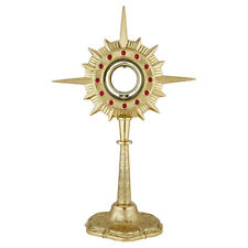 Monstrance 24K Gold Plated Circular Luna Religious Spiritual Icon 10 In x 16 In picture