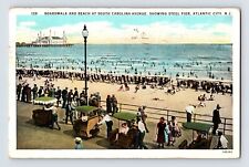 Postcard New Jersey Atlantic City NJ Boardwalk Steel Pier Swimming 1928 Posted picture