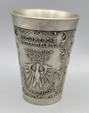 Vintage ZINN Becker Stuttgart Olympics German Pewter Wine Cup Glass Embossed Mug picture