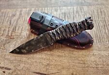Custom Handmade Edc Fixed Blade Knife Ambi Sheath Carbon Steel Paracord Wrap picture