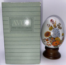 Vintage 1987 Avon Porcelain Egg Figurine Autumn’s Color 4in Flowers Base Defect picture
