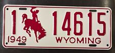 All Original 1949 Wyoming License Plate- Mint Never Used With Original Envelope picture