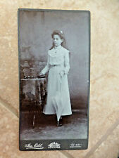 Antique Cabinet Card Photo Very Pretty Girl Holds Umbrella Large Cross Necklace picture