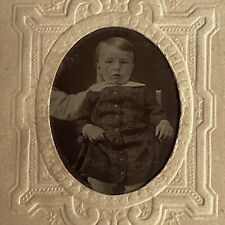 Antique Tintype Photograph Boy Hidden Mother Odd Spooky Visible Arm Frankford MO picture