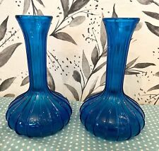 Pair Of Vintage Brilliant Blue Empoli Rossini Vases Made In Italy picture