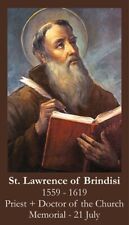 St. Lawrence of Brindisi LAMINATED Holy Card (5-pack) with 2 Free Prayer Cards picture