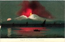 Vintage Postcard- Exploding volcano, Napoli Early 1900s picture