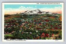 Trinidad CO-Colorado, Fisher's Peak, Aerial Vintage Souvenir Postcard picture