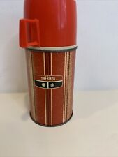 Vtg 60s Thermos King-Seeley Half Pint Size #2810 Red Black Vertical Stripe picture