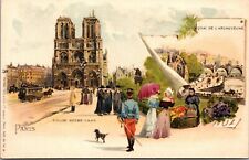 Vtg Paris France Eglise Notre Dame Quai De L'Archeveche Vignettes Tuck Postcard picture