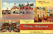Glen Mills Pennsylvania Postcard Christys Restaurant Interior View 1940s RX picture