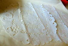 New Hand Made Linen Doily Cutout   White Floral Doily   set of 2  15 inches picture