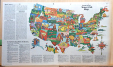 Large 1972 newspaper feature map - Tourist's Eye View of  U.S. map by John Freas picture