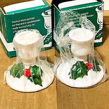 Lillian Vernon Holly Berries Candle Stick Holders 3