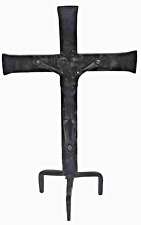 VTG MCM Brutalist Minimalist Crucifix Jesus Christ Hand Wrought Iron Sculpture picture