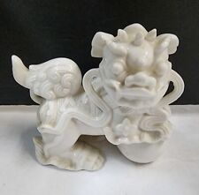 OMC Japan White Porcelain Foo Dog Chinese Guardian Lion Figurine 5.5
