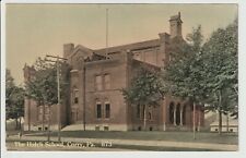 Corry Pennsylvania The Hatch School Hand colored Building trees PA view UNPOSTED picture