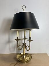French Horn Bouillotte Table Lamp Brass Candlestick 3 Way Black/Gold 30.5