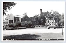 c1940s RPPC Plymouth Wisconsin High School Vtg Sheboygan County WI Postcard picture