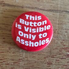 This Button Is Visible Only To A**holes Badge Button Pin Pinback Vintage picture