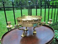 Vintage Asian Oriental Brass Floral Centerpiece Bowl Footed Candle Holder Stand  picture