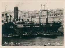 KK Bergen, Malta, Ship Loading in Harbour, ca.1925, Vintage Silver P picture