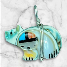 Zuni Fetish pendant bear with smile face & arrow by Darrin Boone picture