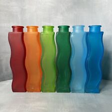 6 IKEA Skämt Frosted Glass Wavy Squiggle Bud Vases Red, Orange, Blue & Green picture