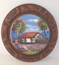Vintage Honduras Hand painted Wooden Folk Art Carved Plate Mid Century Modern picture