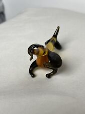 Hand Blown Studio Art Glass Miniature Daschund Dog Doxie Wiener Dog Handcrafted picture
