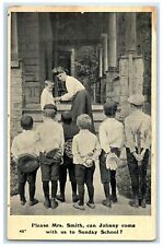 c1920's Please Mrs. Smith Can Johnny Come With Us To Sunday School View Postcard picture