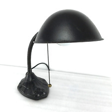 S-7460 FARIES Mfg Goose Neck Desk Lamp Art Deco Cast Iron Base Great Patina picture