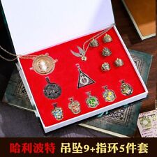 14pcs Harry Potter Hogwarts School Necklace Set Collection Keychain Rings Gift picture