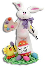 Personalized ARTIST Easter BUNNY Figurine Handmade Polymer Clay by Deb & Co picture