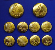 Set of 10 DON ROBBIE Sailboat golden metal replacement buttons, Good Used Cond. picture