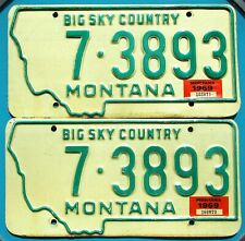MONTANA License Plate PAIR 1968-69 Flathead County (7 - Kalispell) #3893 picture