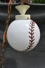 Working Vintage White Baseball  Swag Light Fixture, 13'  Plug In Cord W/Chain picture